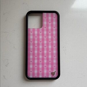 Wildflower Heart gingham Pattern Pink iPhone 12 Pro Max Case